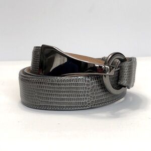 WCM NY Gray Italian Calfskin Adjustable Hook Closure Leather Belt size M